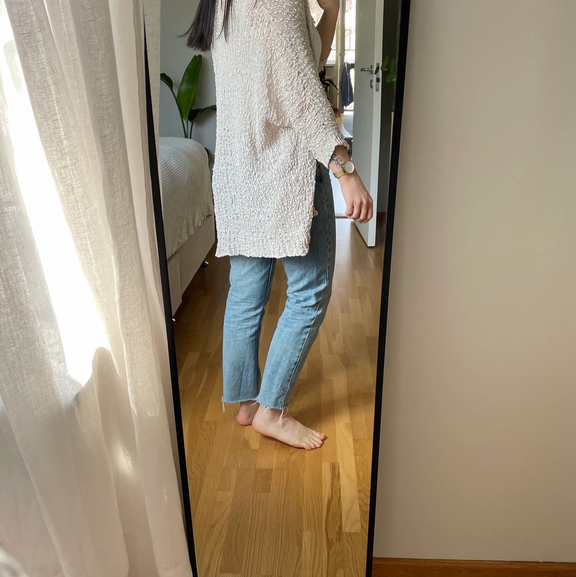 Beige stickad kofta/tröja - 90