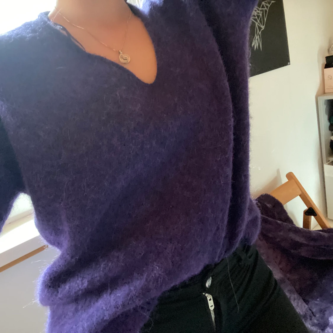 Lila fluffig tröja  - 90