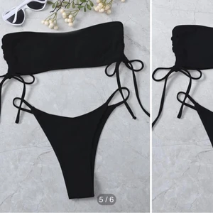 Bikini - Svart, ribbad bikini från shein i storlek S (skulle säga att det är en XS). Den var för liten för mig så därför jag säljer den. Helt oanvänd!!! Nypris är 99kr. 💜💜💜