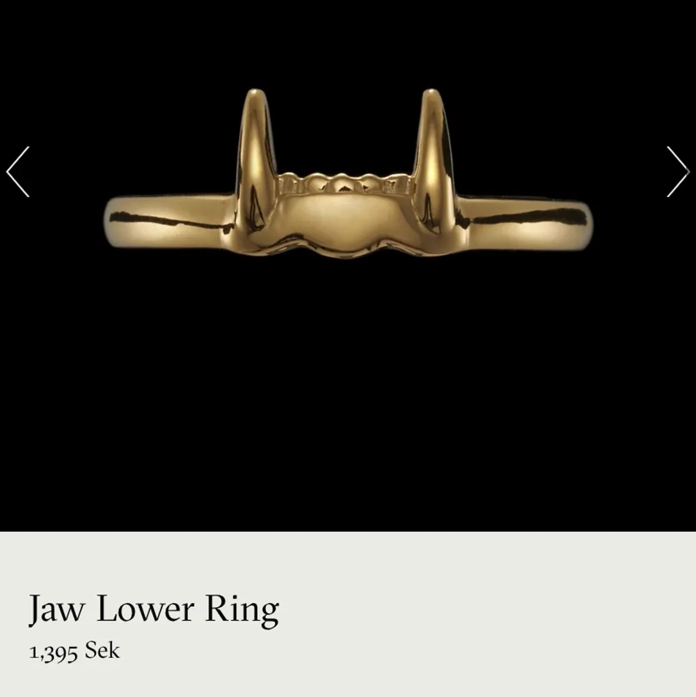 Säljer jaw upper ring och jaw lower ring i guldfärg från Maria nilsdotter. Storlek 17 mm☺️. Accessoarer.