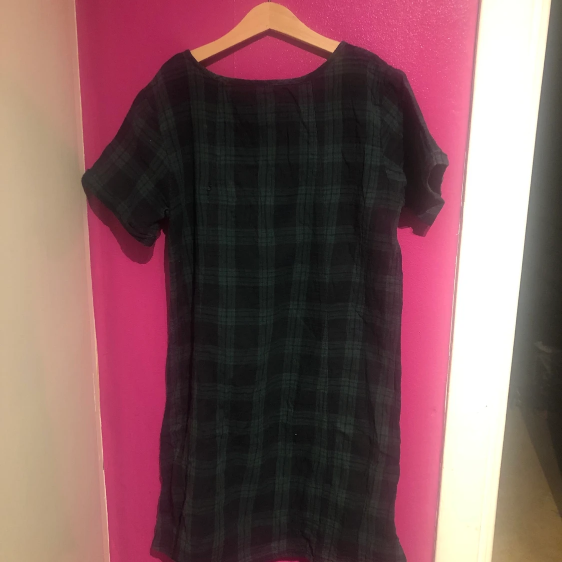 rutig grön klänning - 90