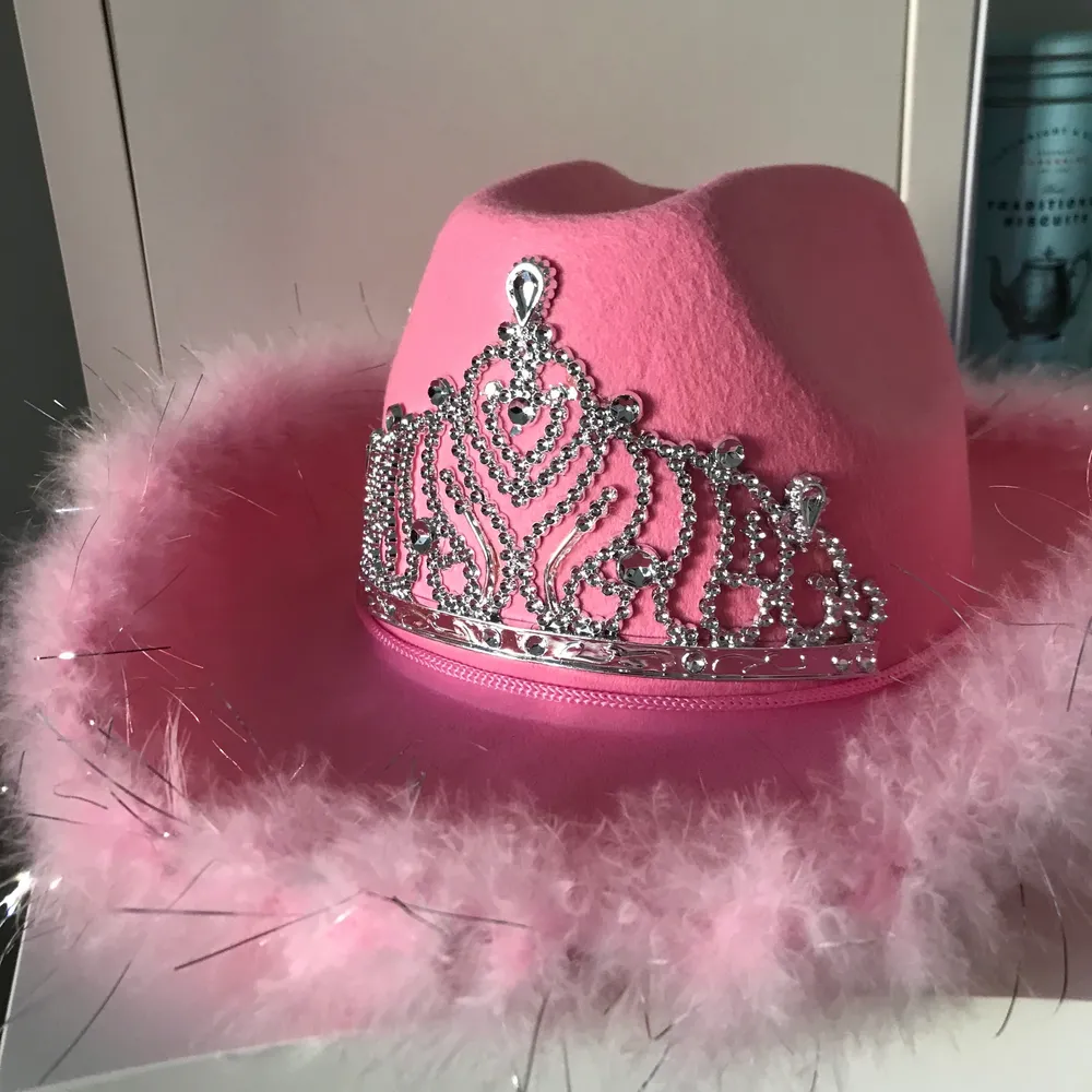 Jättefin rosa cowboyhatt som är perfekt nu till halloween! Den är endast använd en gång och ser helt ny ut. En budgivning startas om fler är intresserade 💖. Övrigt.