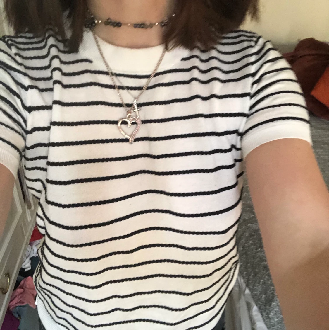 Randig stickad t-shirt