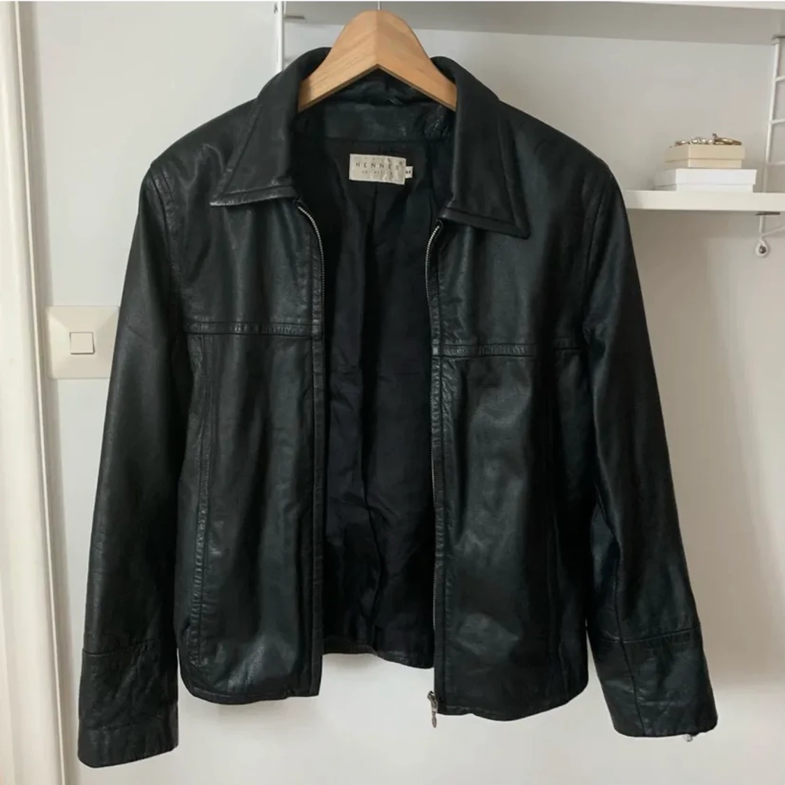 Vintage svart skinnjacka - 90