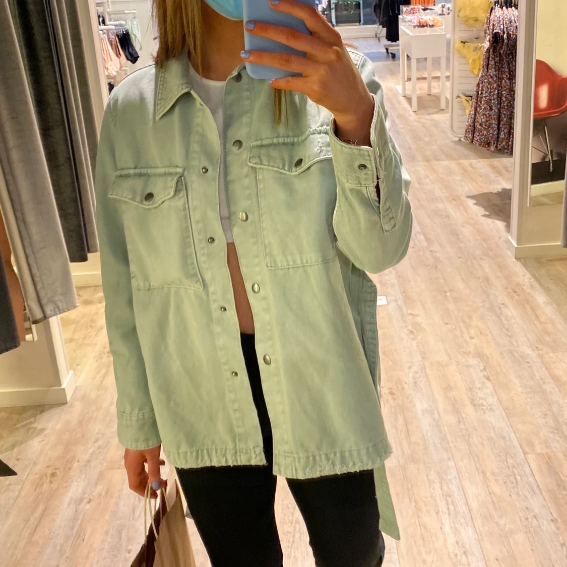 Mintgröna jeans jacka 