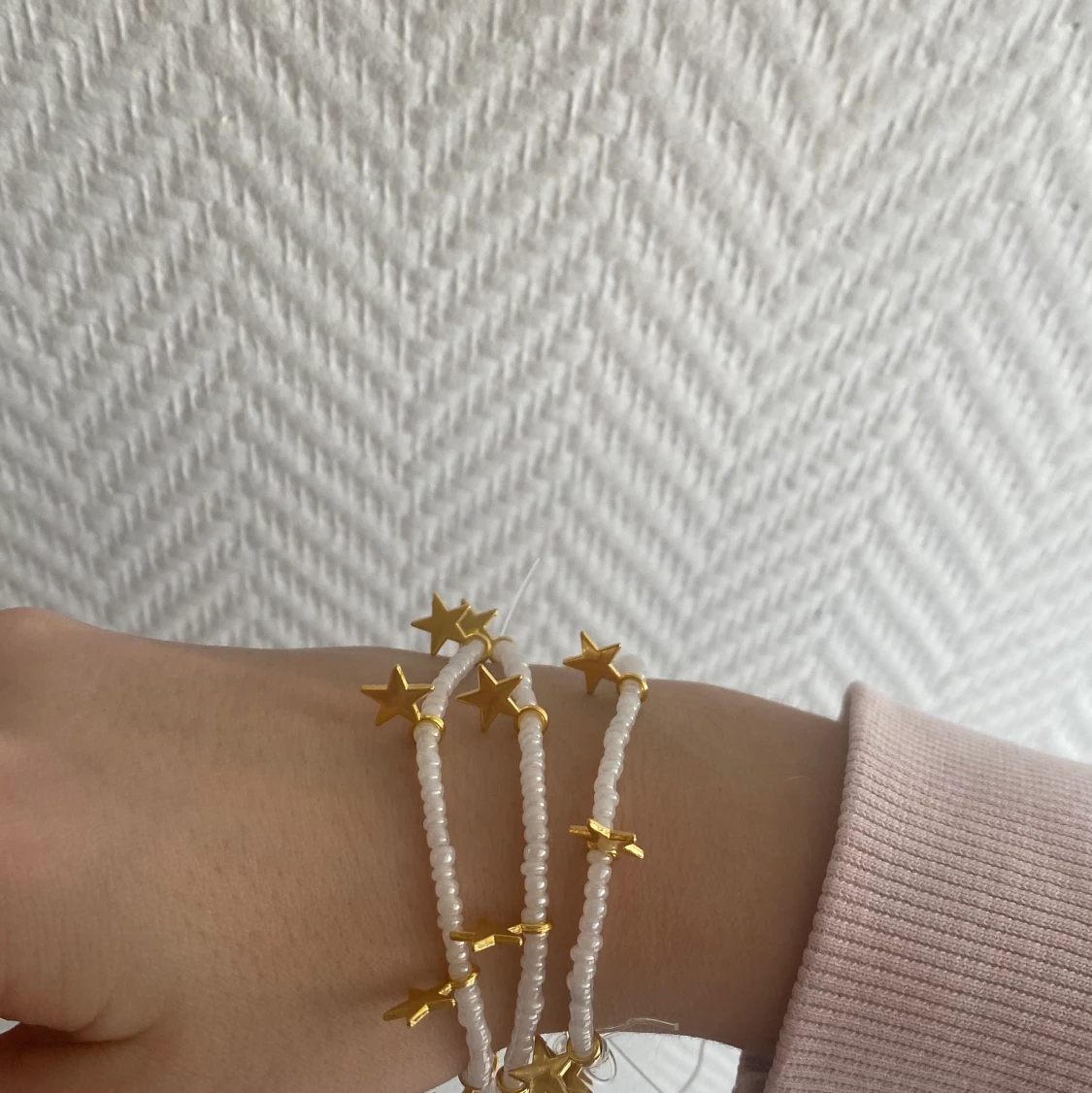 Rosa/vita armband  - 91