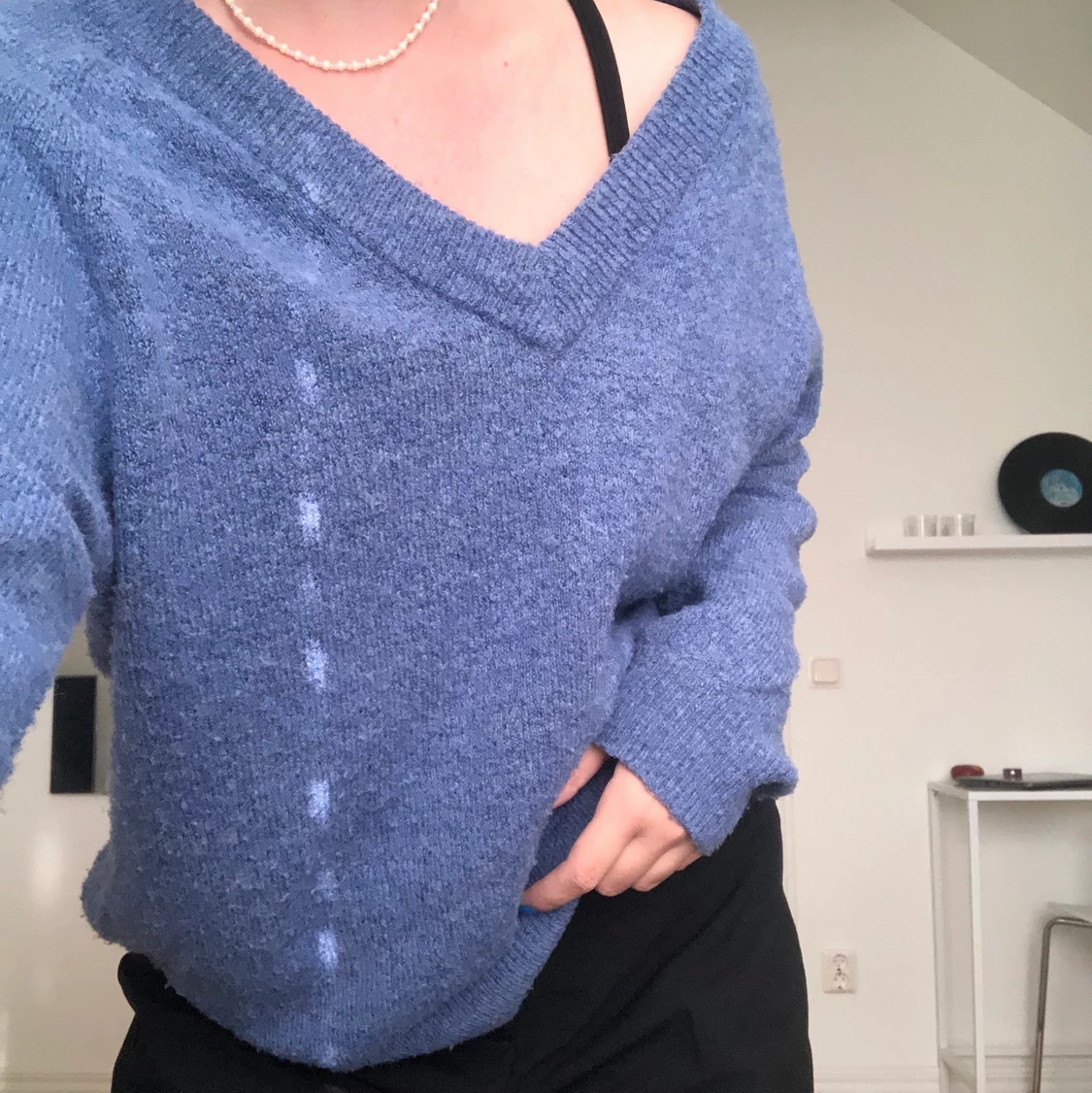 Blå stickad tröja - 91