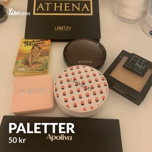Paletter - Apoliva testad 100:- Caia rouge testad 150:- Bahama testad 80:- Sensai bronzer testad 250:- Fit me puder testad  50:- Athena ny 150:-