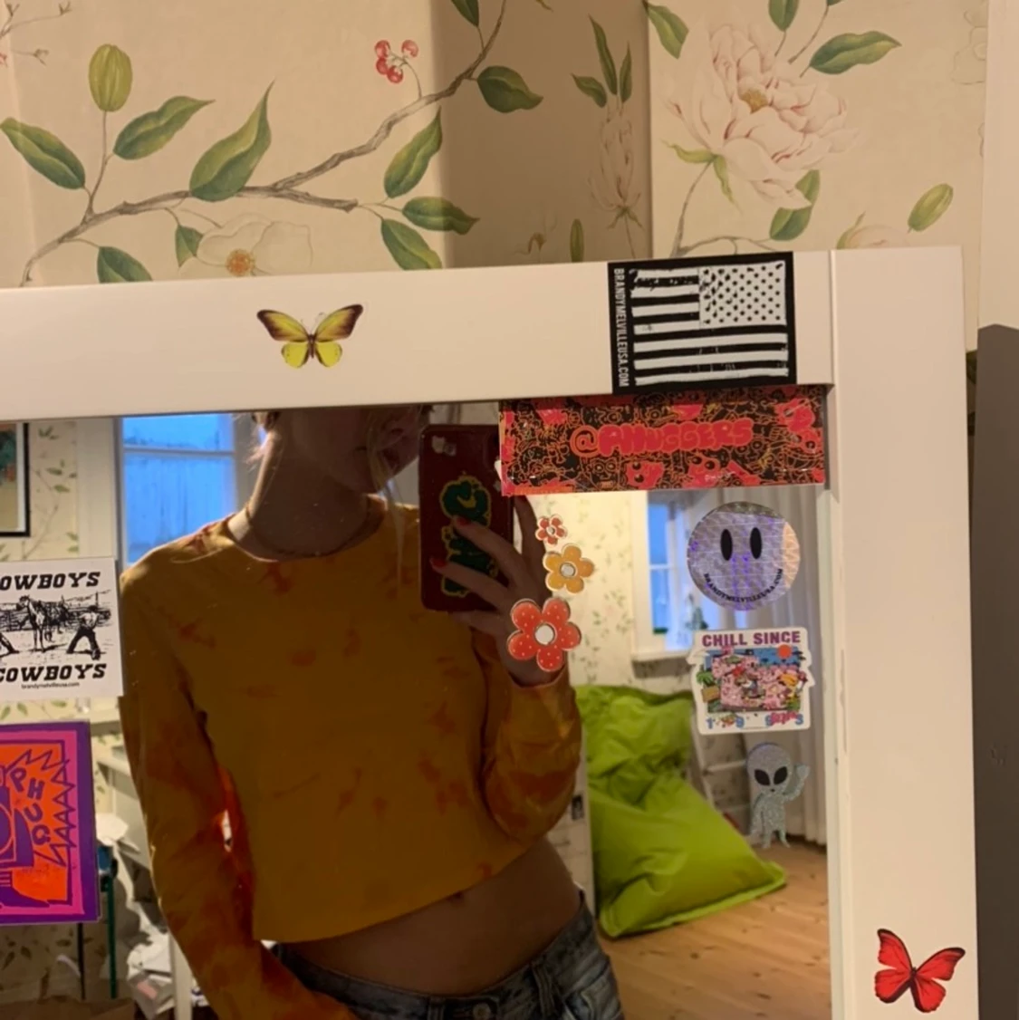 Tie-dye långärmad gul/orange topp!! - 90