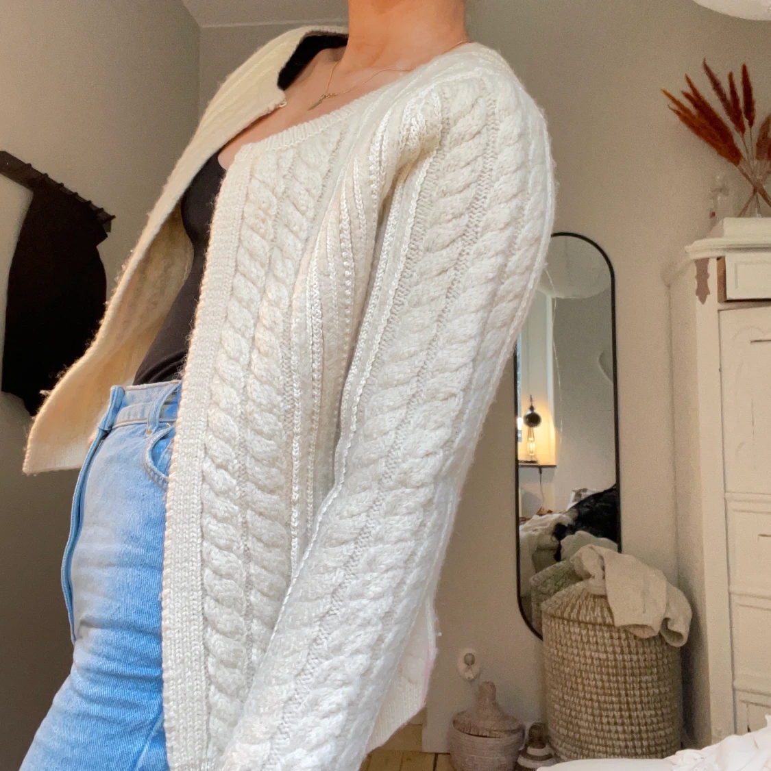 Stickad kofta i ullblandning - 90