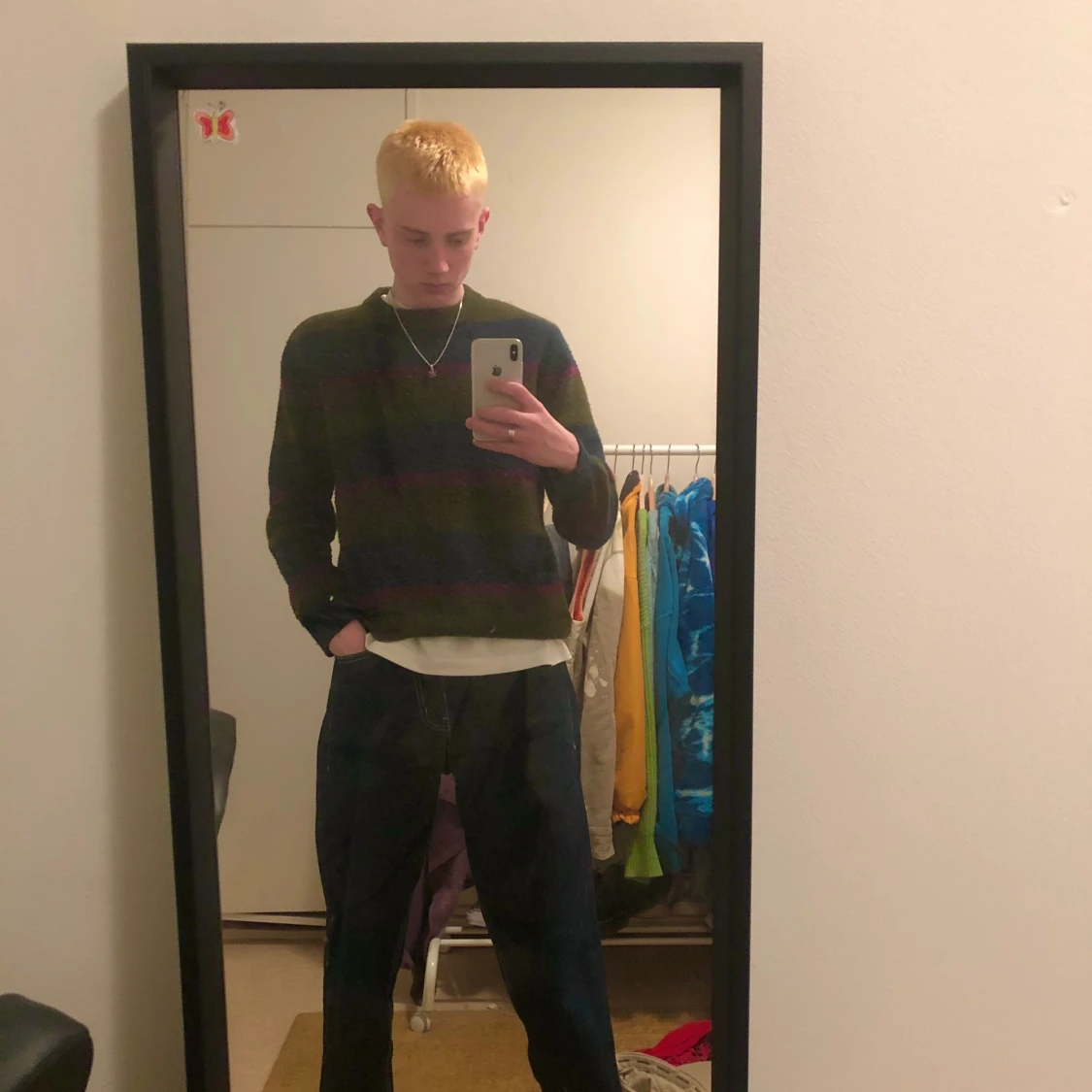Blå grön och lila h&m knitted shirt - 90