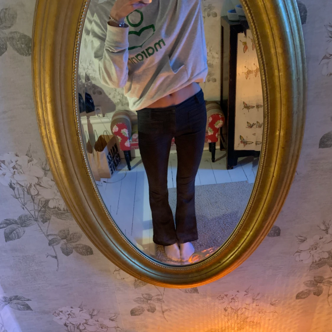 Lågmidjade bootcut byxor