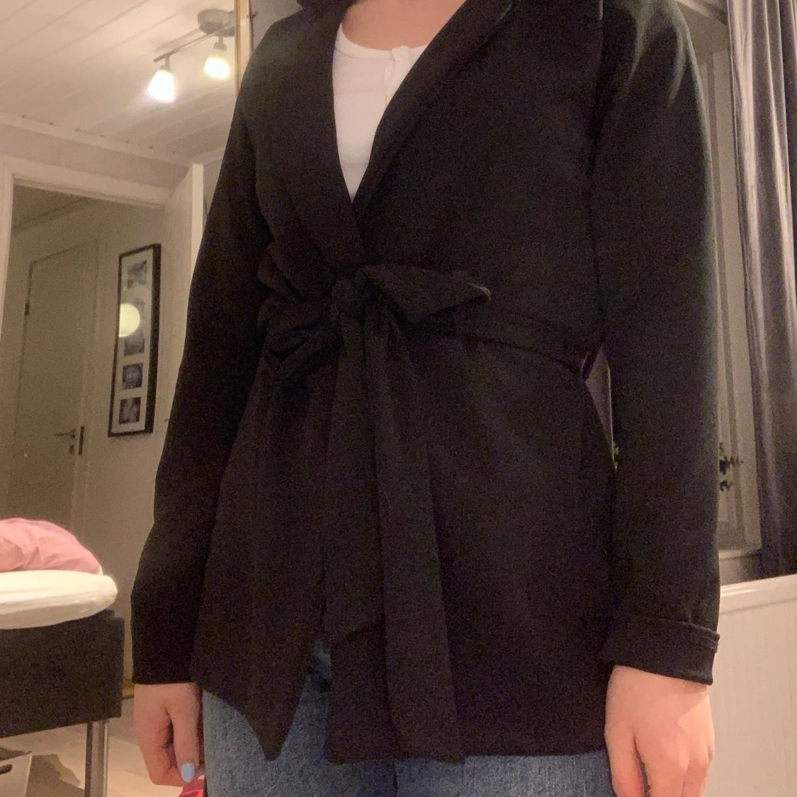 Blazer med knytning i midjan - 91