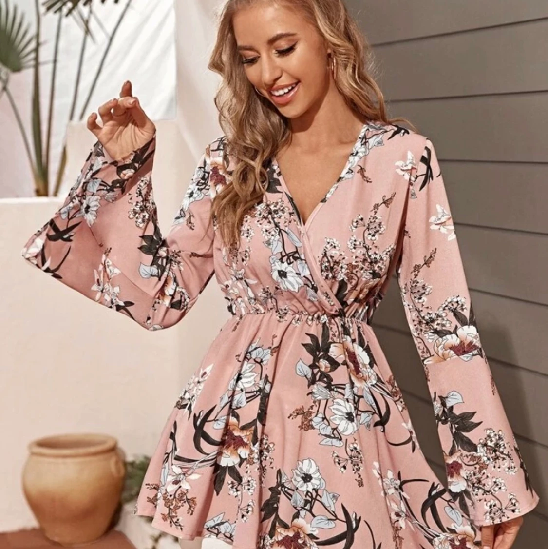 Multifärgad blommig blus  - 90