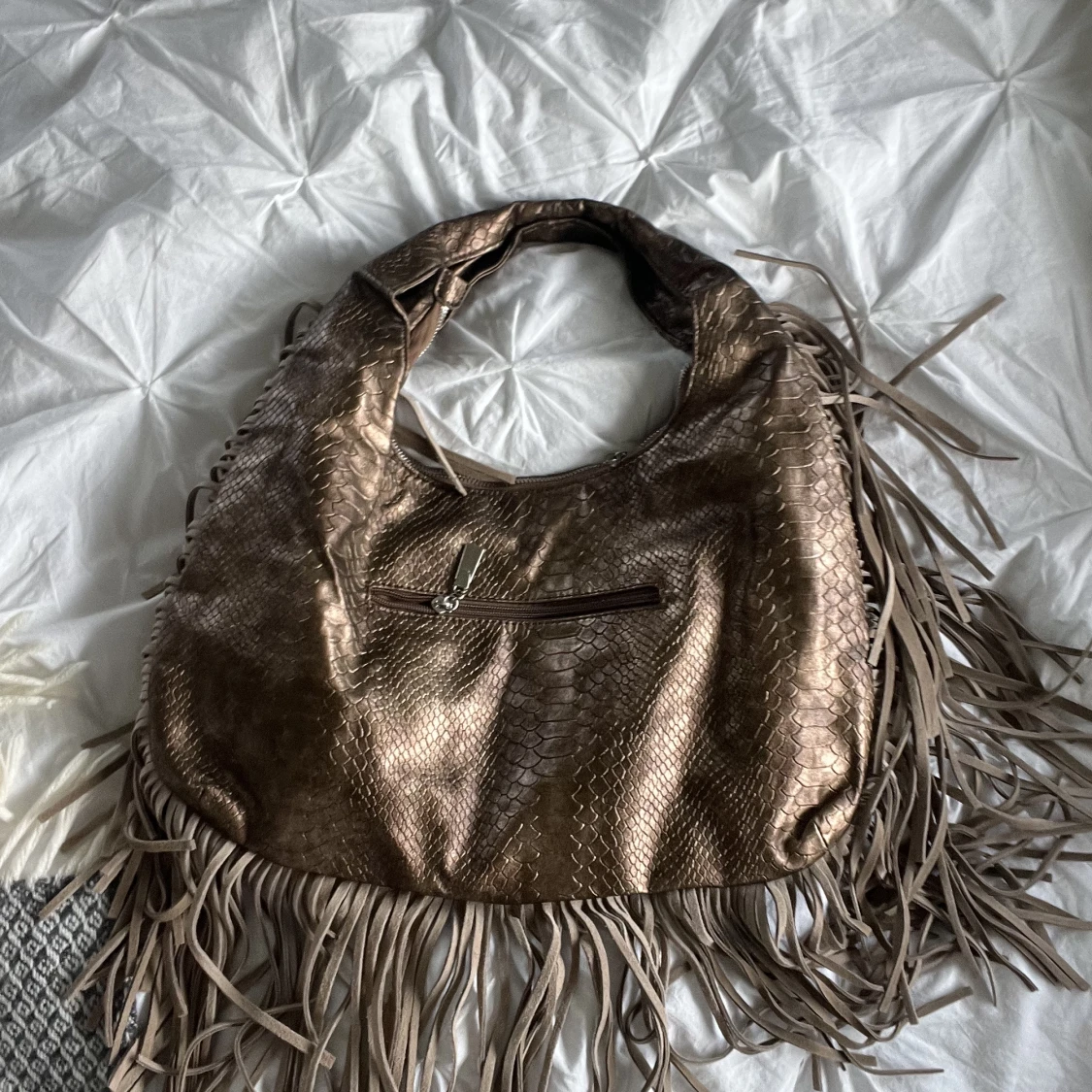 stor bronzig handväska  - 90