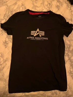 Alpha Industries T-shirt - En svart t shirt från alpha industries. Den är mycket använd och därav är märket ganska slitet. Säljer därför ganska billigt. Men annars fräsch 