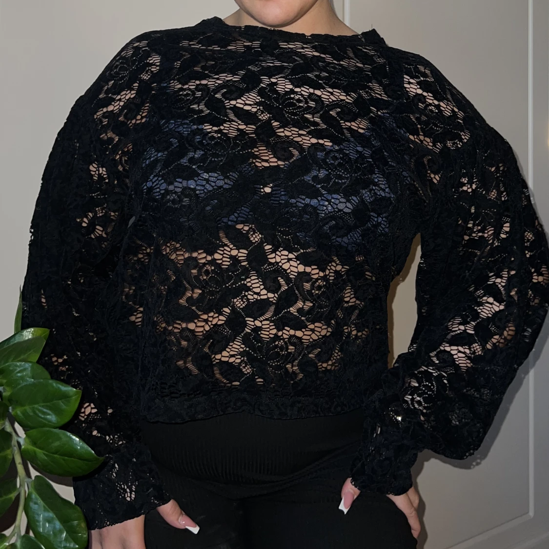 velvet spets blus i stretch - 90