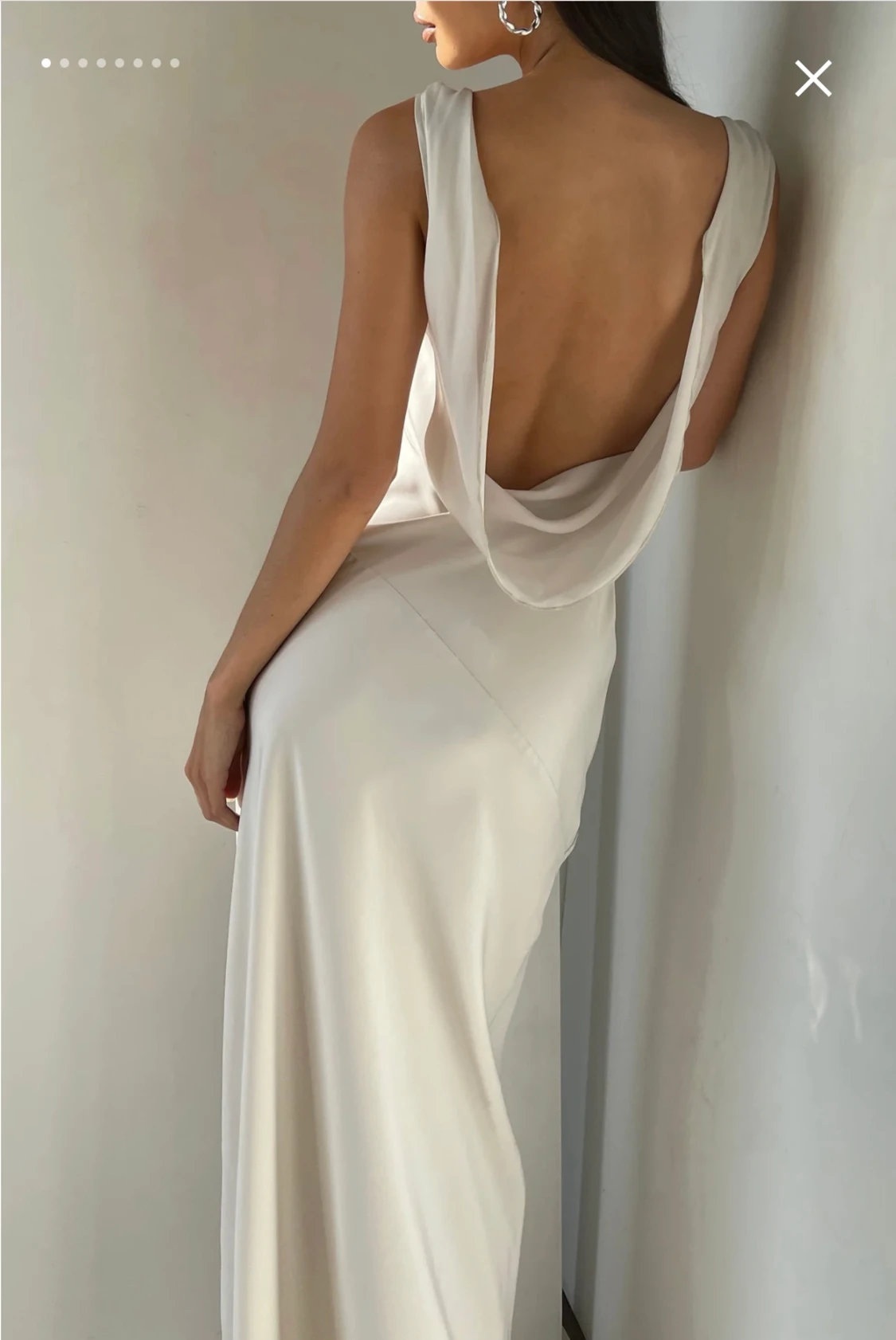 Maxi Satin Dress With Back Cowl - Silver