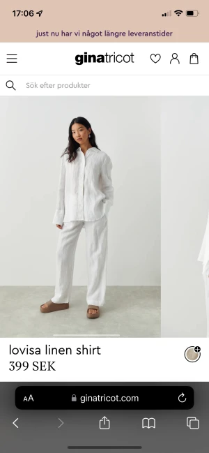 Linneskjorta - Oanvänd linneskjorta från Gina  Gratis frakt via köp direkt  Säljes för halva priset 