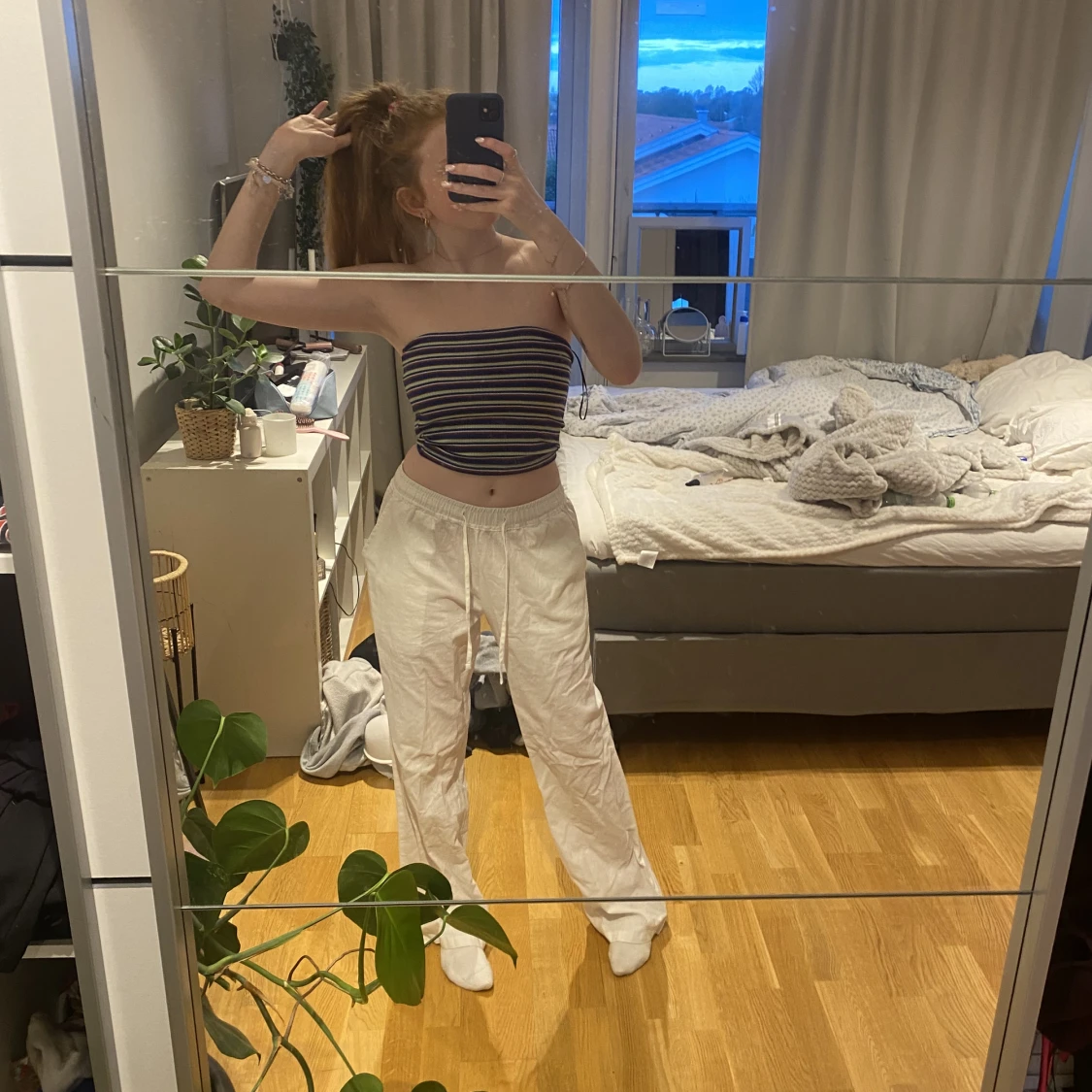 Madlady linnebyxor vita