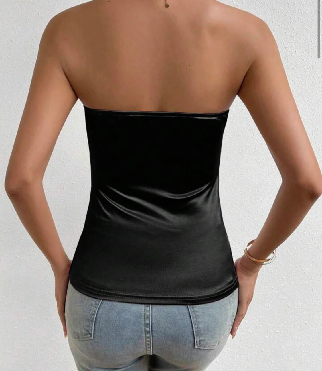 Enfärgat Rynkad satin Tubtoppar - 90