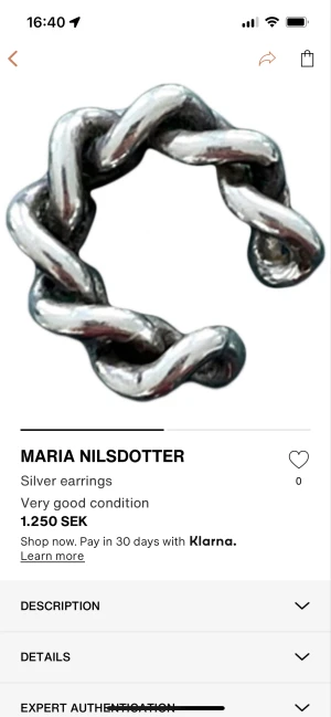 Maria Nilsdotter ear cuff  - Perfekt skick. Screen shot är Från min annons på Vestiaire Collective 