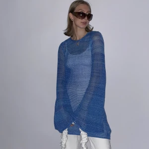 Blå strandklänning - Nakd. Genomskinlig strandklänning