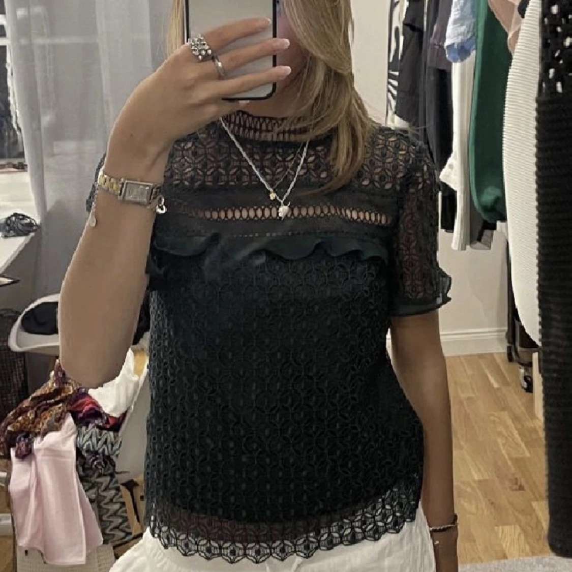 Söt blus / topp grön med spets