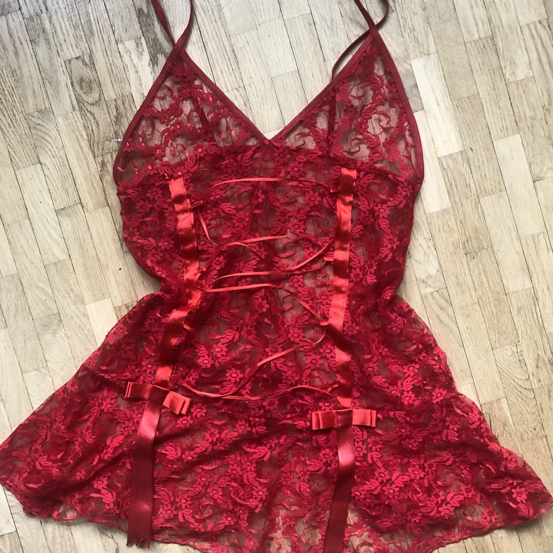 Kattig röd spets neglige klänning