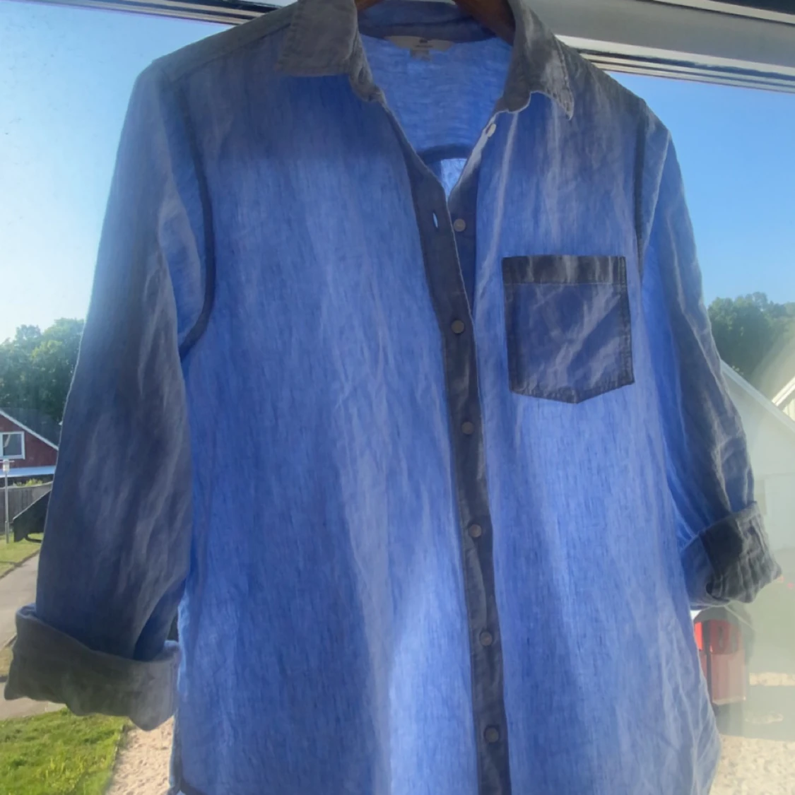 Blå linneskjorta - 90