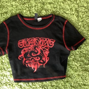 Svart/röd croptop - En svart röd croptop köpt från H&M, i väldigt bra skick:) kontakta gärna innan köp💗