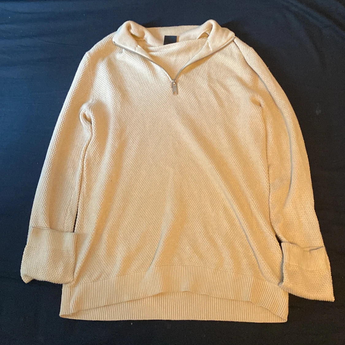 Jack and Jones beige half zip stickad 