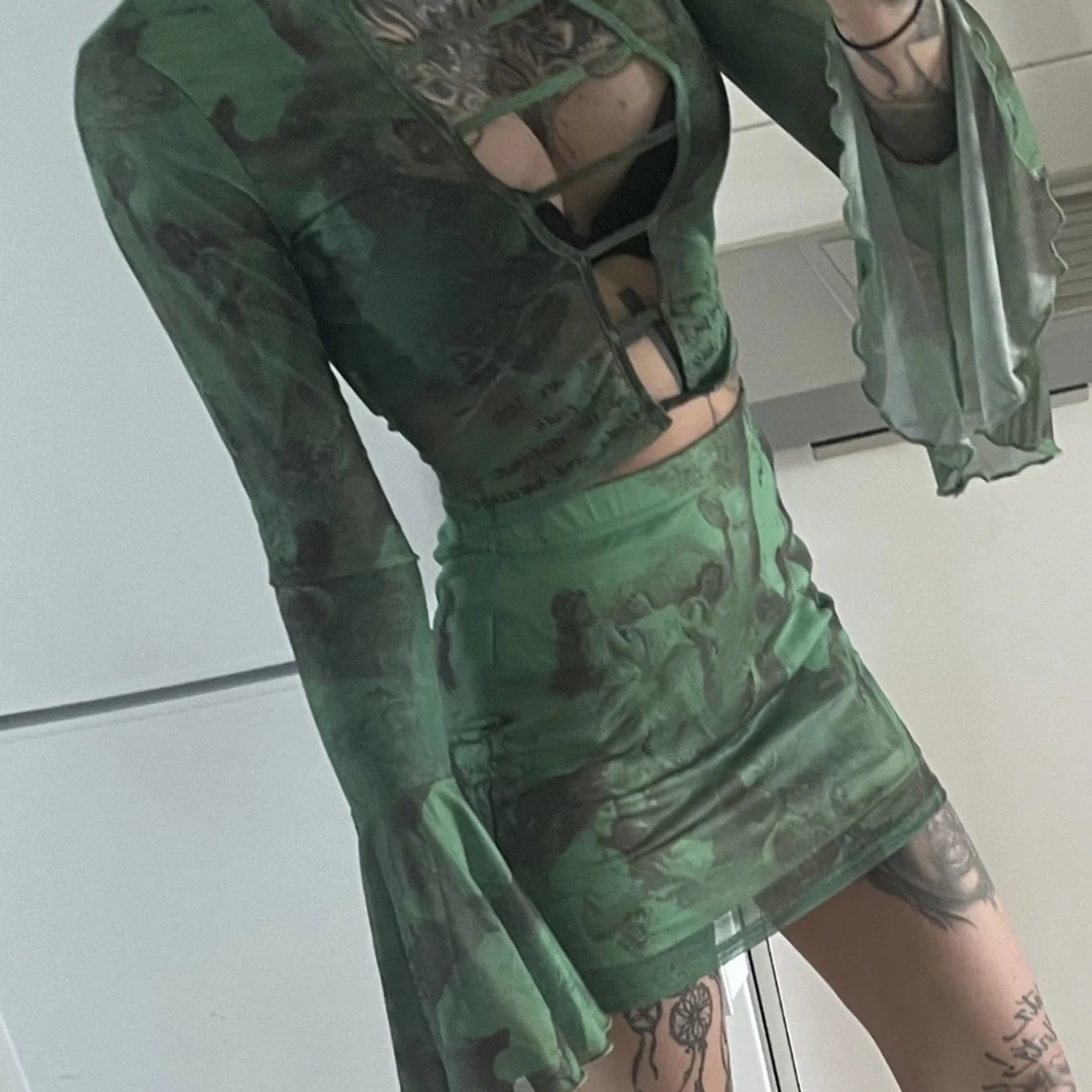 Shein - Grönt set, kjol, topp, XS