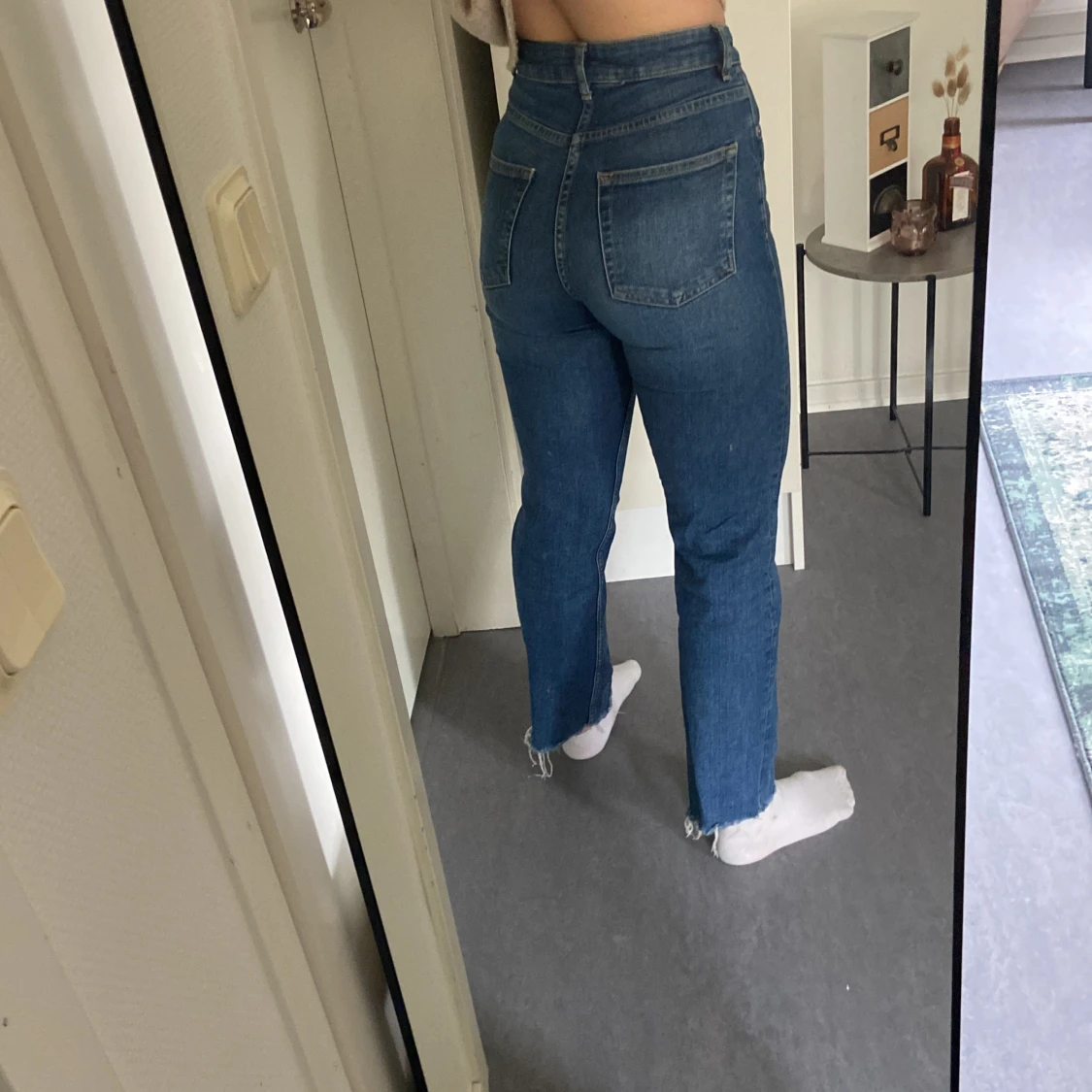 Mörkblåa raka jeans - 90