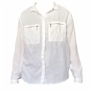 vit skjorta med detaljer på fickorna, tunt lätt genomskinligt material - storlek 38