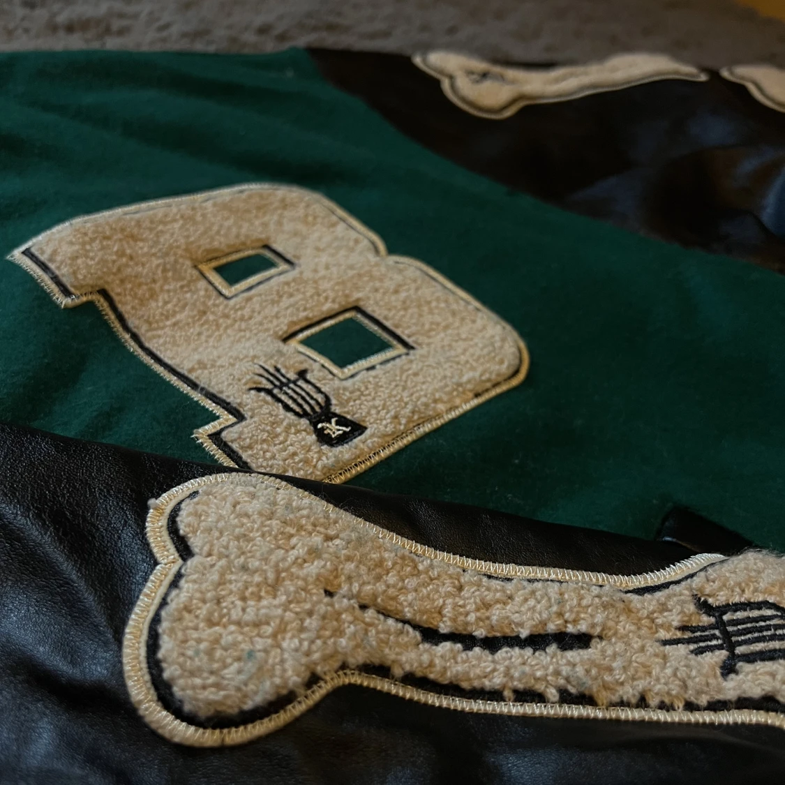 Skeleton bones grön varsit bomber jacket - 91