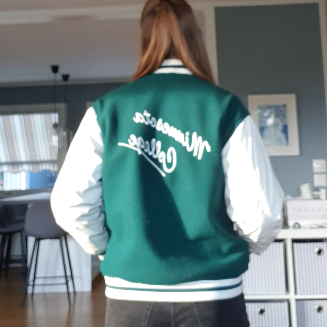 Grön/vis collegejacka - 90