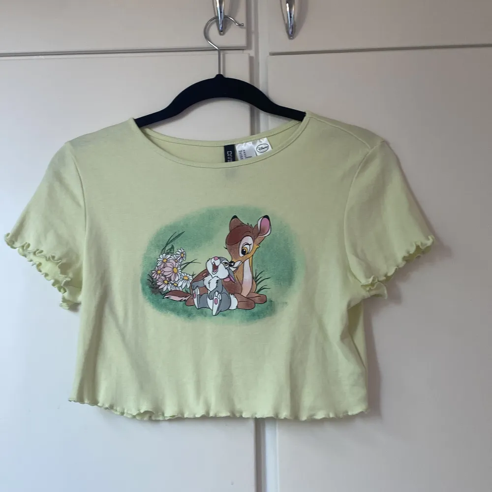 Grön croppad t-shirt från H&M. Köptes för 2 år sedan för cirka 100 kr. Säljer då den inte kommer till användning. . Toppar.