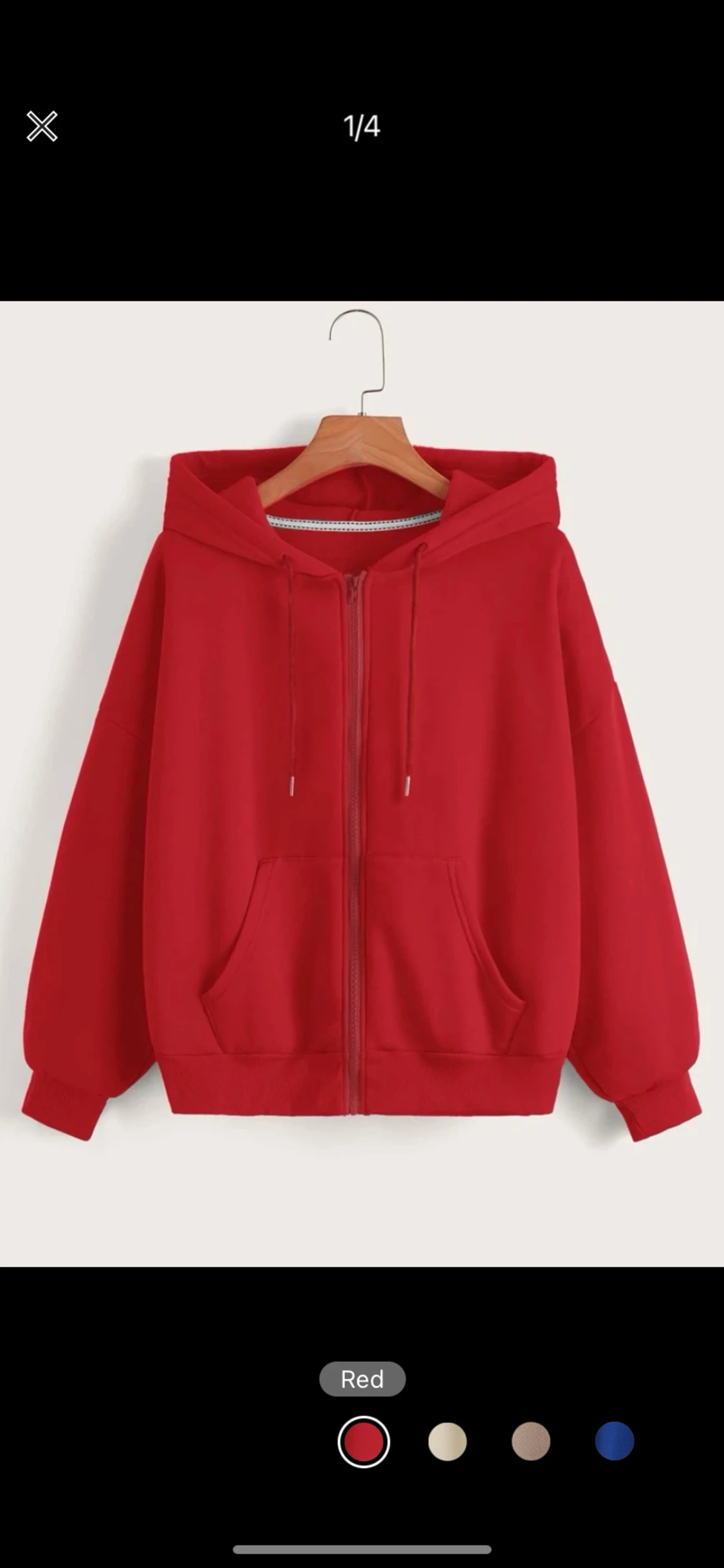 Röd zip-up hoodie