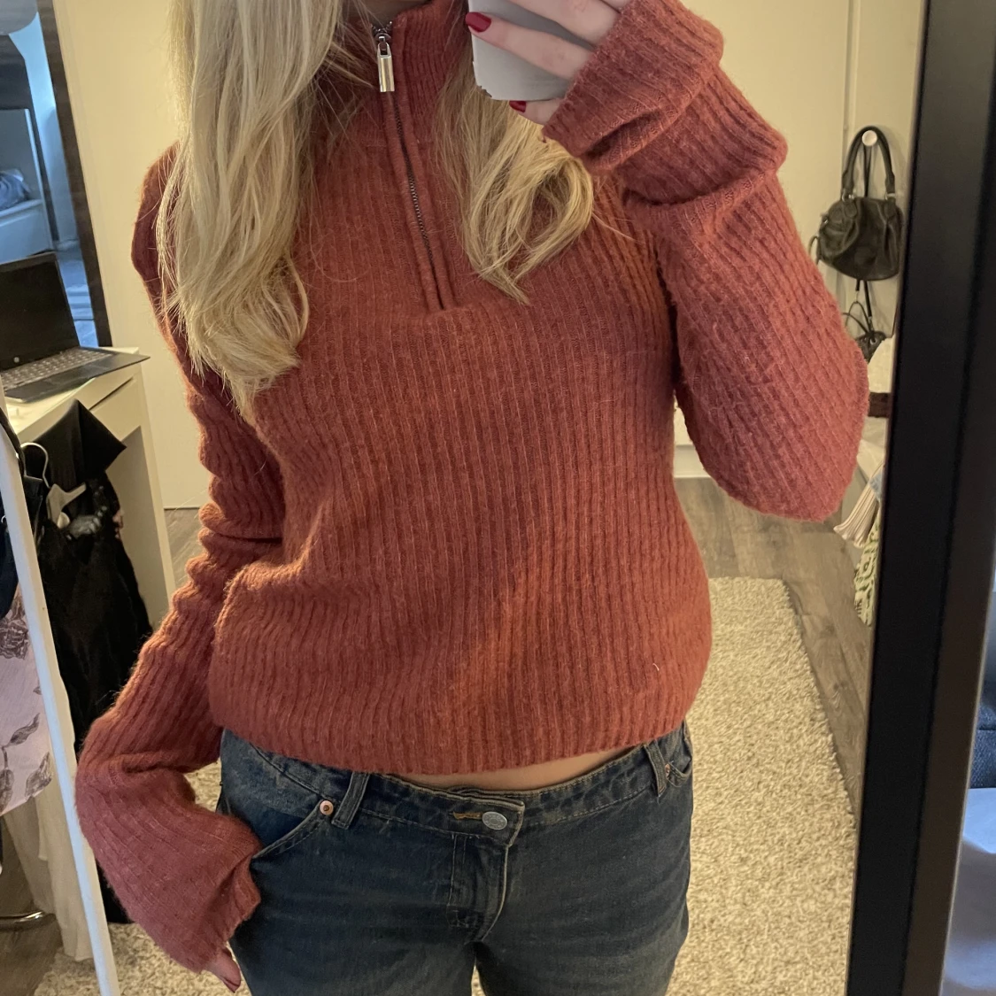 Stickad ziptröja - 90