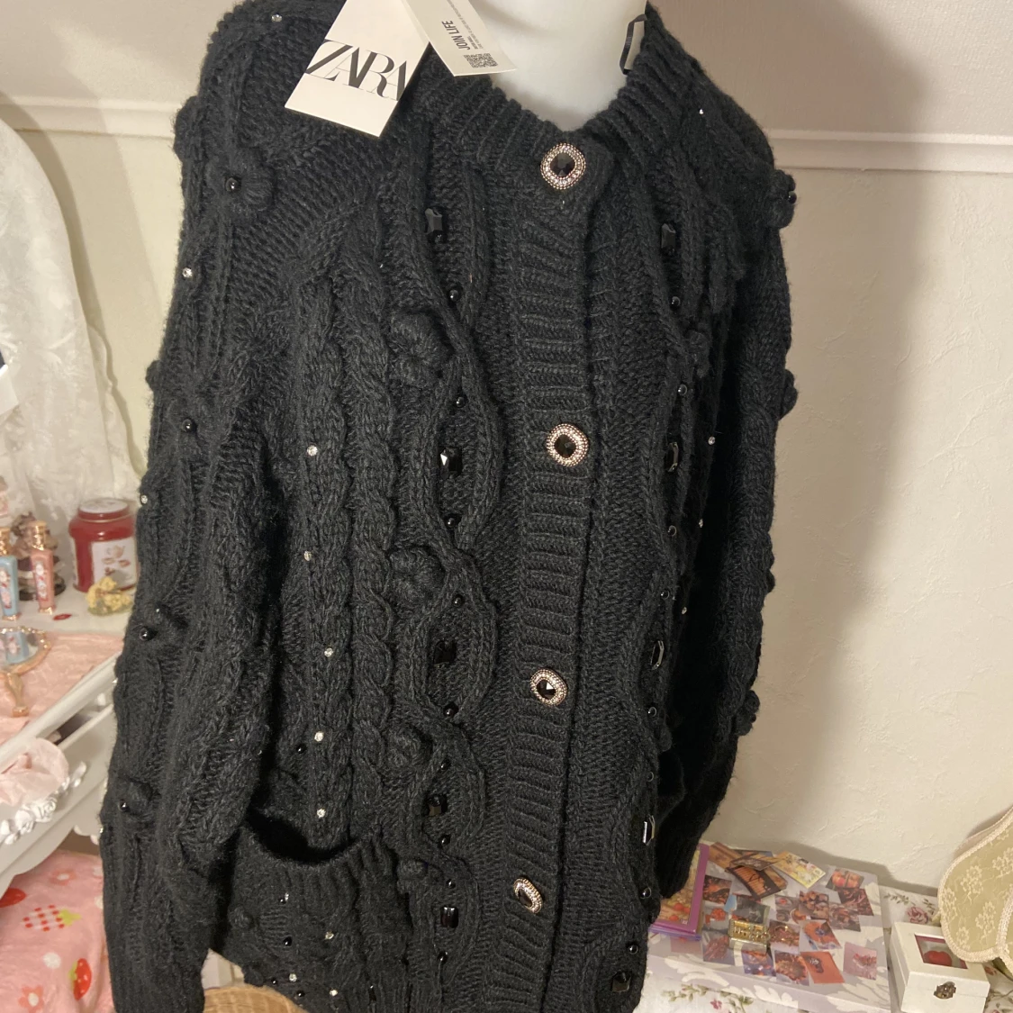 Oversized Kabelstickad Gem Tröja