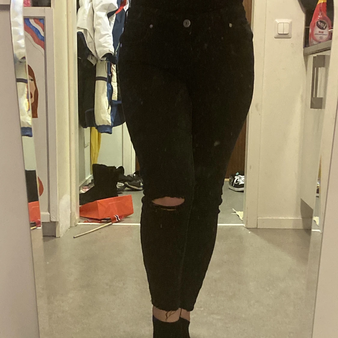 Svarta skinny jeans, lågmidjade - 90