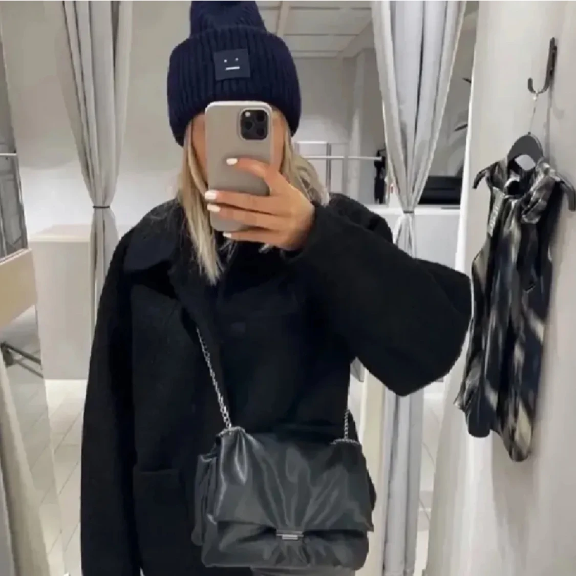 Svart kort kappa - 90