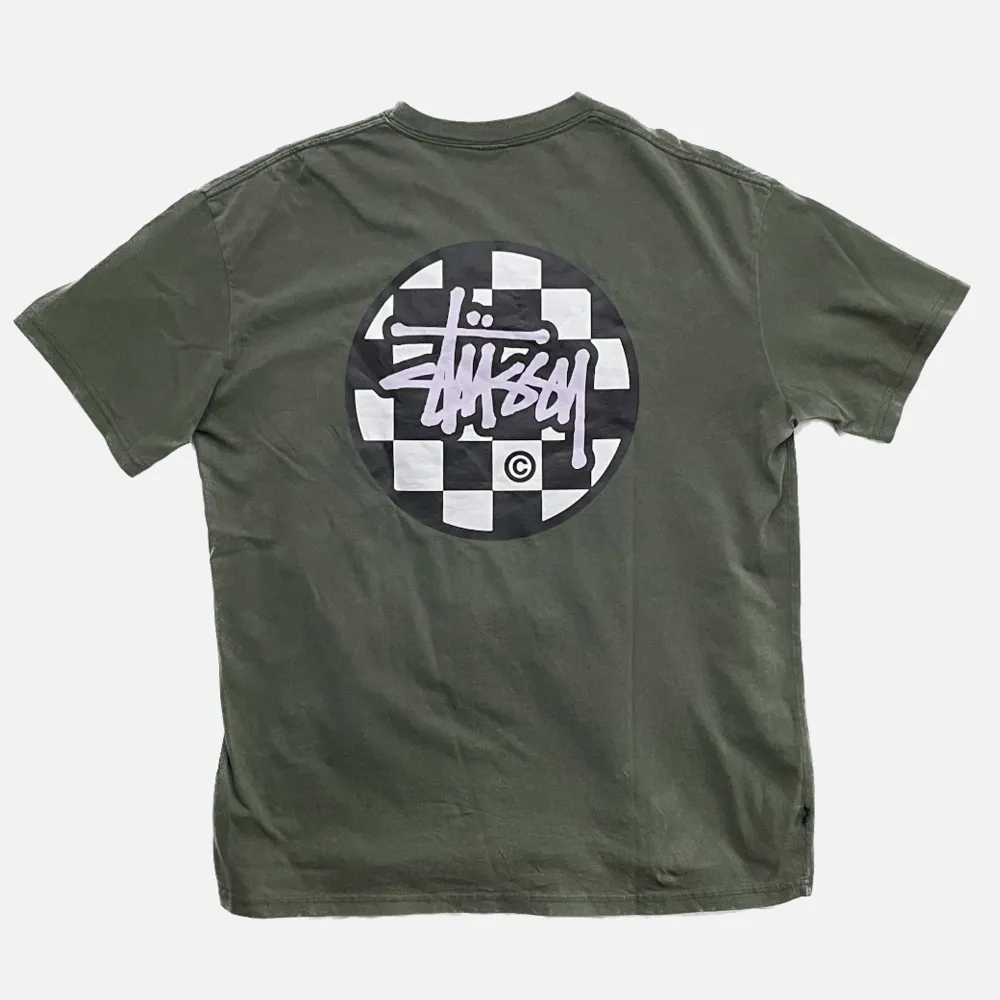 +vintage stussy checkerboard tee green +size: L. T-shirts.