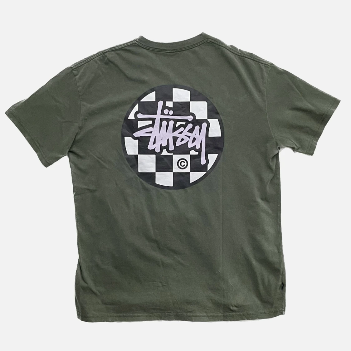 vintage stussy checkerboard tee green