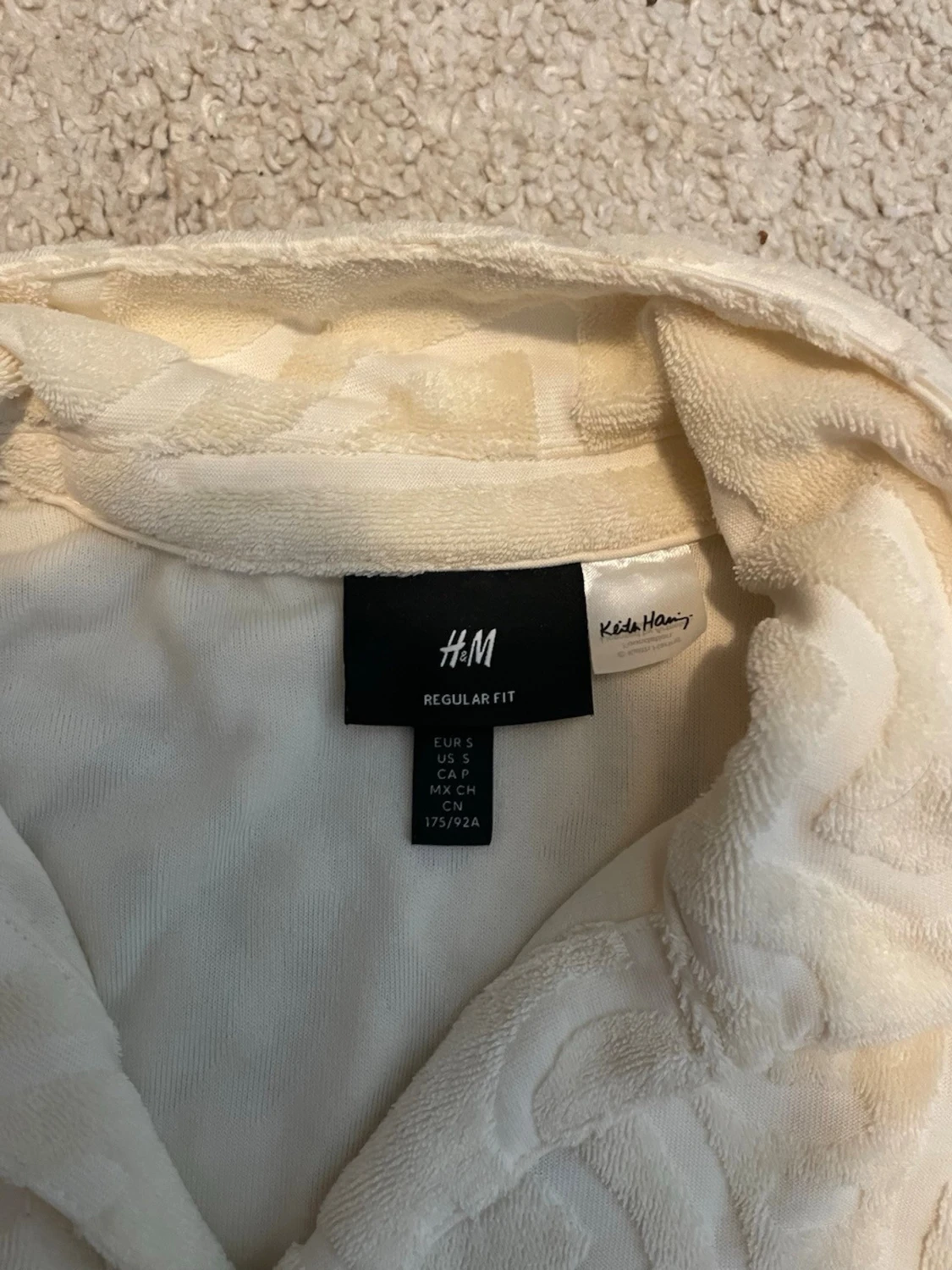 Beige frotté polotopp med mönster - 2
