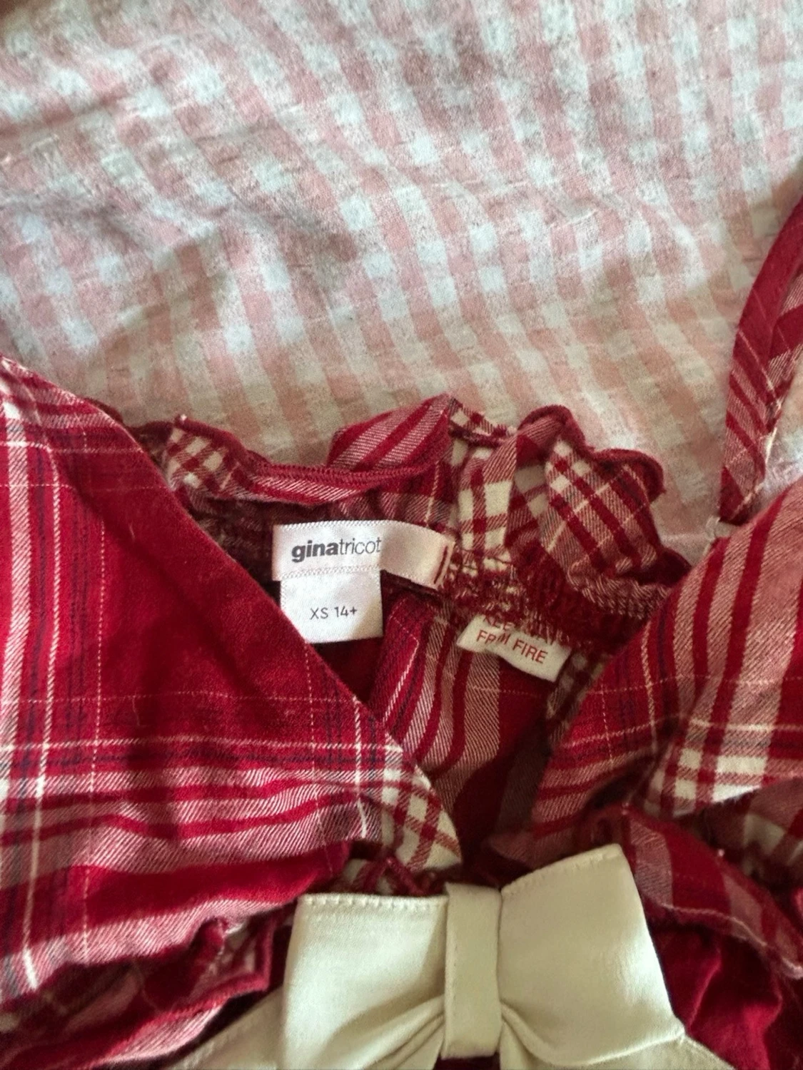 Röd- och vitrutiga pyjamas-set - 5