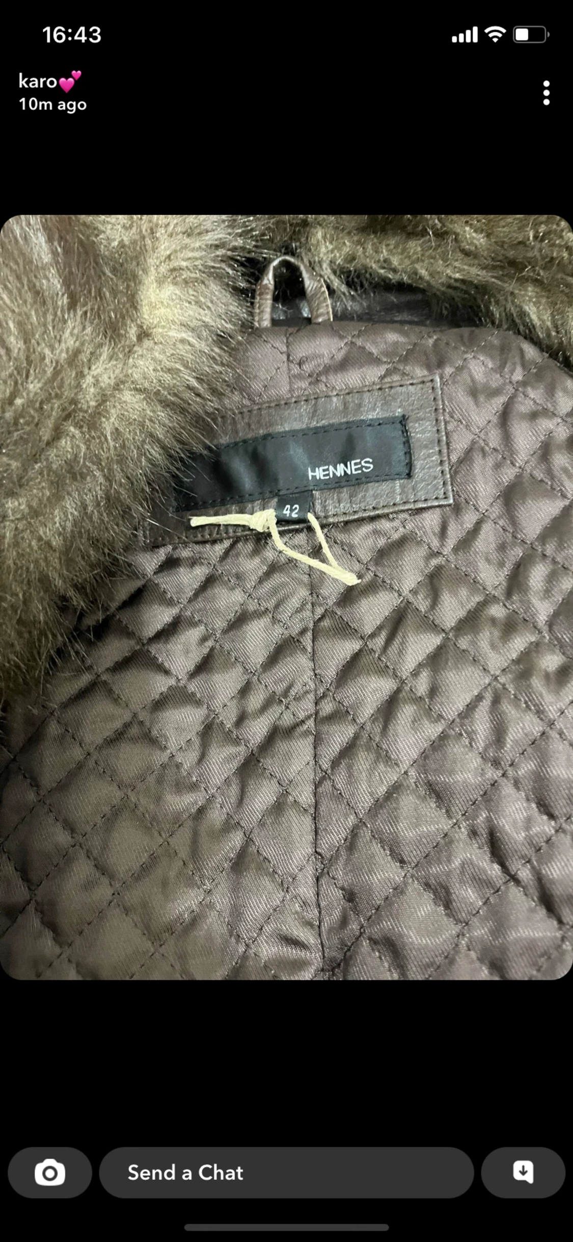 Skinnjacka med fuskpälskrage brun - 90