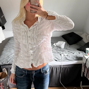 vit blus vintage - vit blus, passar xs-m