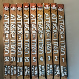 AOT manga 1-5, 25, 30-32.  - Shipping depends on how much mangas you’ll buy so don’t rely on the price I set, each volume costs 110